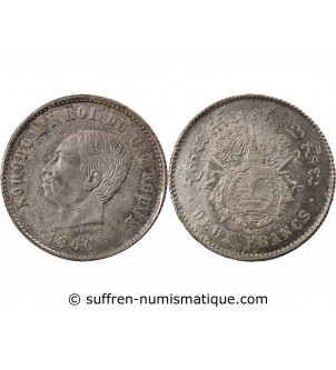 CAMBODGE, NORODOM Ier - 2 FRANCS ARGENT 1860