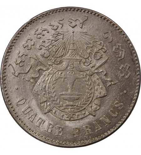 CAMBODGE, NORODOM Ier - 4 FRANCS ARGENT 1860