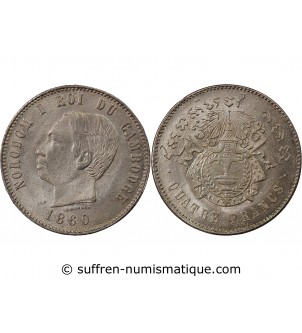 CAMBODGE, NORODOM Ier - 4 FRANCS ARGENT 1860