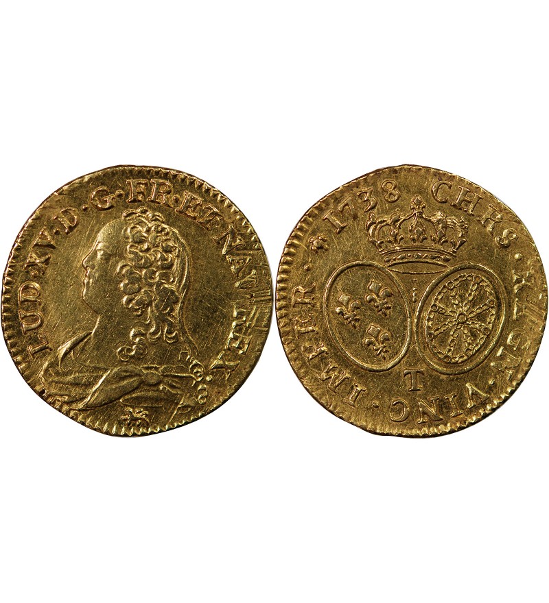 LOUIS XV - LOUIS D'OR AUX LUNETTES 1738 T NANTES