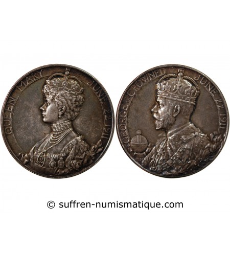 GRANDE-BRETAGNE, GEORGES V & MARY - MEDAILLE ARGENT 1911
