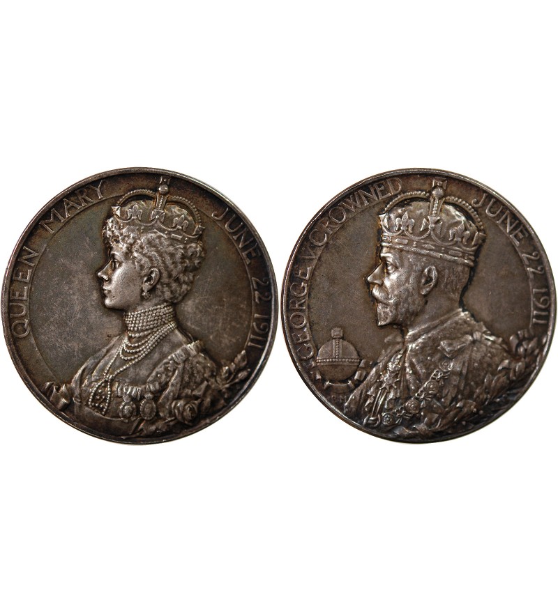 GRANDE-BRETAGNE, GEORGES V & MARY - MEDAILLE ARGENT 1911