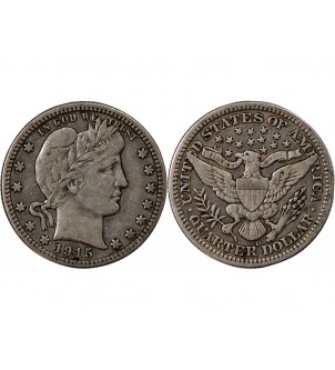 USA - 25 CENTS ARGENT "Barber Quarter" 1915 DENVER 2