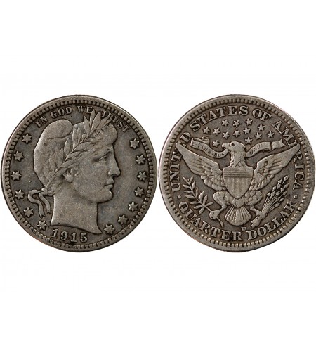 USA - 25 CENTS ARGENT "Barber Quarter" 1915 DENVER