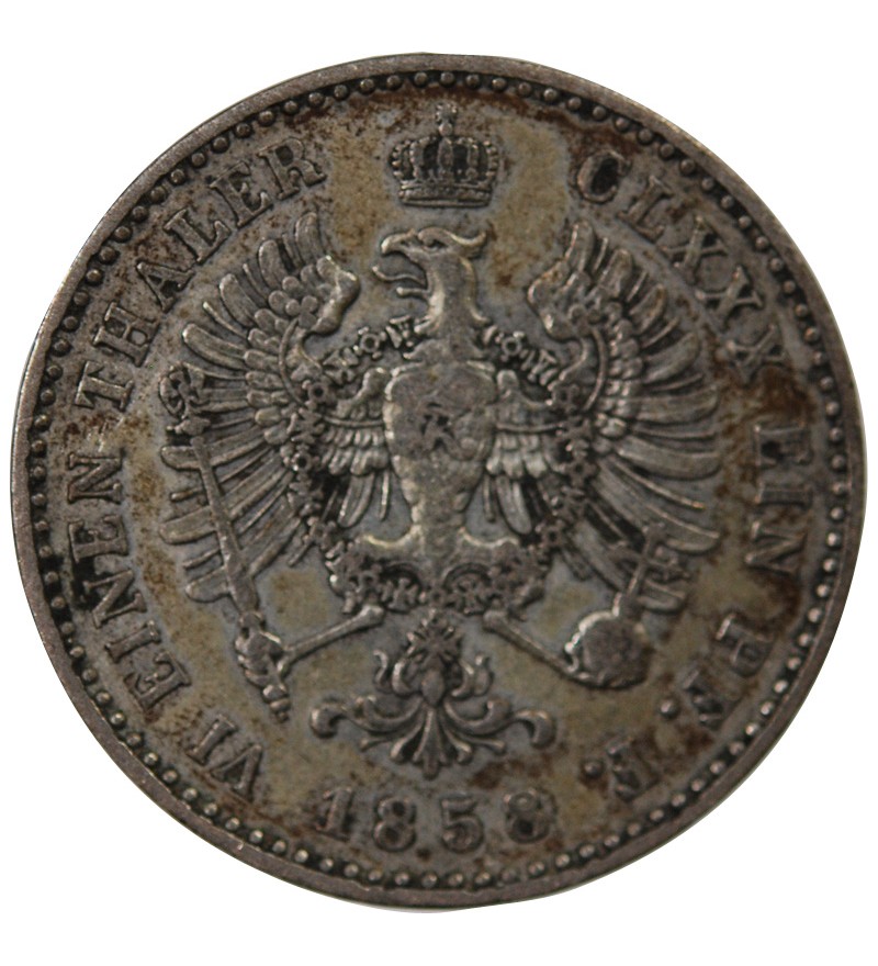 ALLEMAGNE, PRUSSE, FRIEDRICH WILHELM IV - 1/6 THALER 1858 A BERLIN