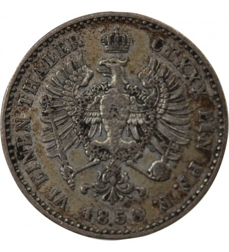 ALLEMAGNE, PRUSSE, FRIEDRICH WILHELM IV - 1/6 THALER 1858 A BERLIN