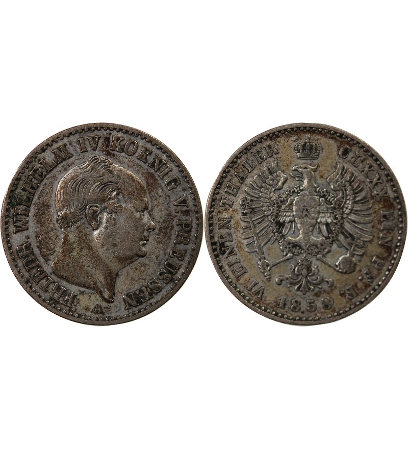 ALLEMAGNE, PRUSSE, FRIEDRICH WILHELM IV - 1/6 THALER 1858 A BERLIN