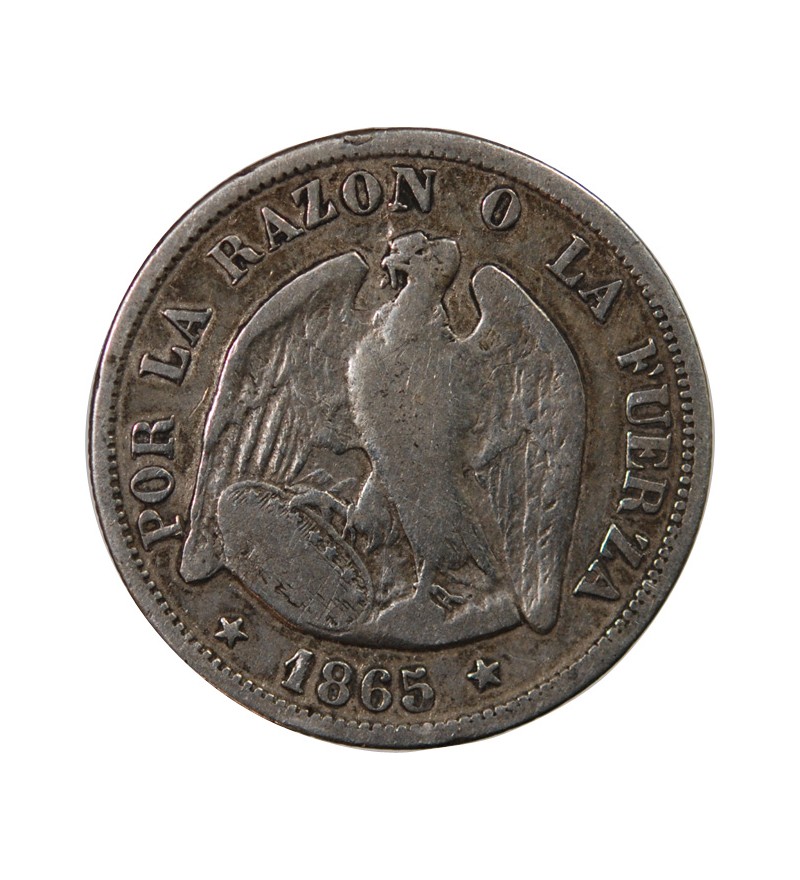 CHILI - 20 CENTAVOS ARGENT 1865 So