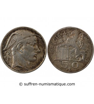 BELGIQUE, PRINCE CHARLES - 50 FRANCS ARGENT 1948 - MERCURE