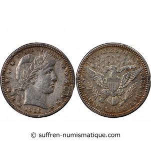 USA - 25 CENTS ARGENT "Barber Quarter" 1916 DENVER