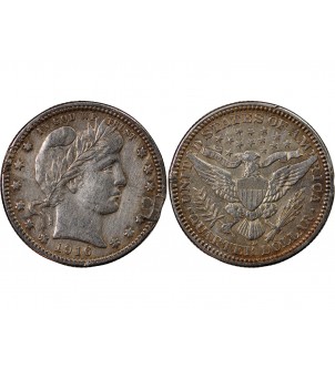 USA - 25 CENTS ARGENT "Barber Quarter" 1916 DENVER 2