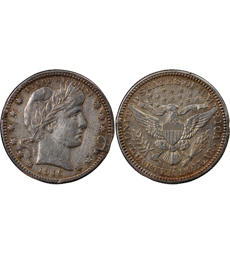 USA - 25 CENTS ARGENT "Barber Quarter" 1916 DENVER