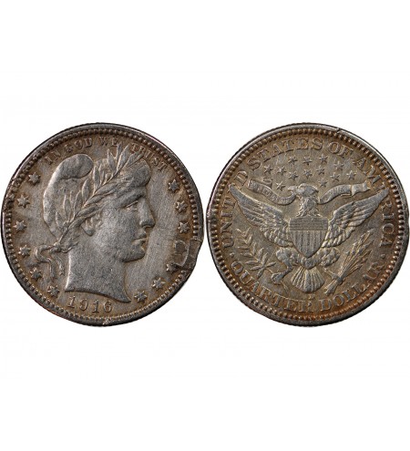 USA - 25 CENTS ARGENT "Barber Quarter" 1916 DENVER