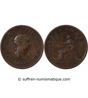 GRANDE-BRETAGNE, GEORGES III - 1/2 PENNY 1806