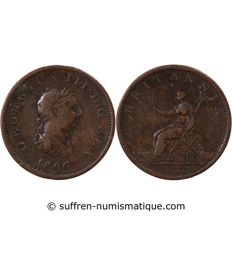 GRANDE-BRETAGNE, GEORGES III - 1/2 PENNY 1806