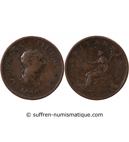 GRANDE-BRETAGNE, GEORGES III - 1/2 PENNY 1806
