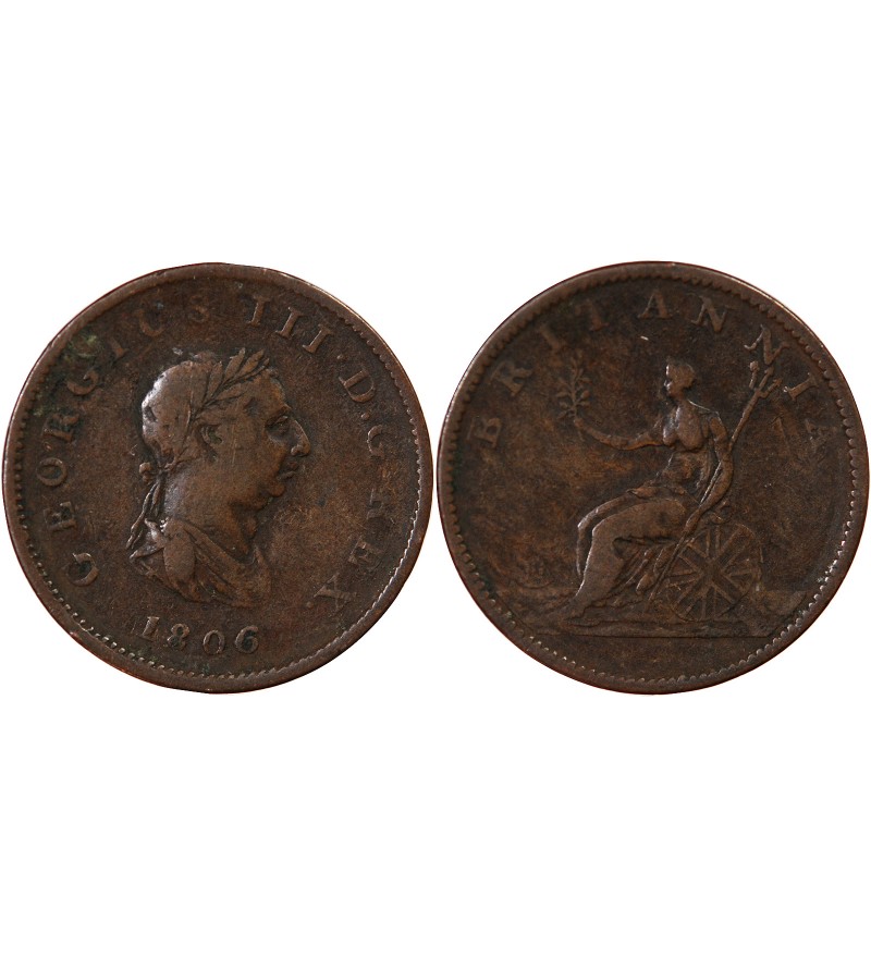 GRANDE-BRETAGNE, GEORGES III - 1/2 PENNY 1806