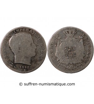 ITALIE, NAPOLEON Ier - LIRA ARGENT 1811 B BOLOGNE