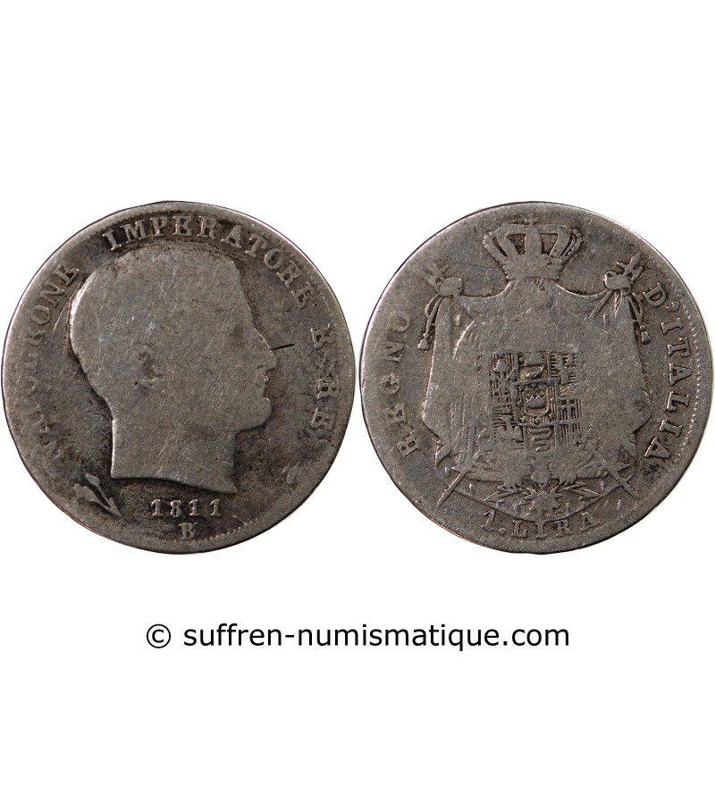ITALIE, NAPOLEON Ier - LIRA ARGENT 1811 B BOLOGNE