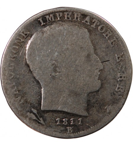 ITALIE, NAPOLEON Ier - LIRA ARGENT 1811 B BOLOGNE