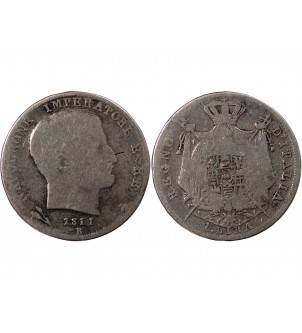 ITALIE, NAPOLEON Ier - LIRA ARGENT 1811 B BOLOGNE 2