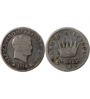 ITALIE, NAPOLEON Ier - 10 SOLDI 1814 M MILAN 2