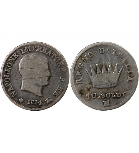 ITALIE, NAPOLEON Ier - 10 SOLDI 1814 M MILAN