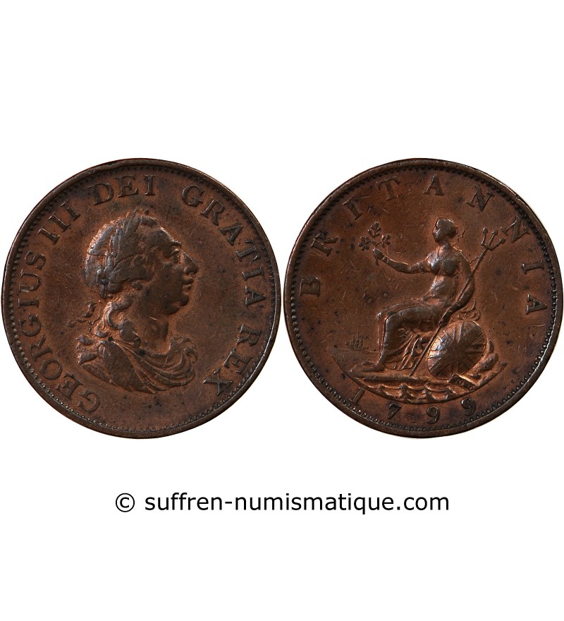 GRANDE-BRETAGNE, GEORGES III - 1/2 PENNY 1799