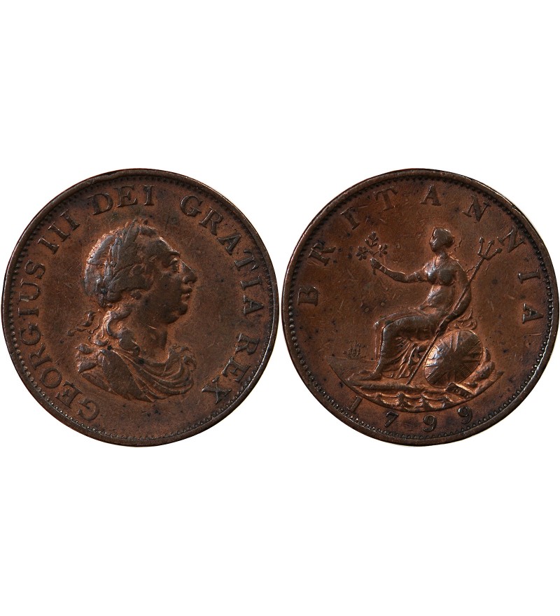 GRANDE-BRETAGNE, GEORGES III - 1/2 PENNY 1799