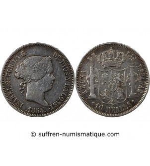 ESPAGNE, ISABELLE II - 10 REALES ARGENT 1863 - 7 pointes sur étoile