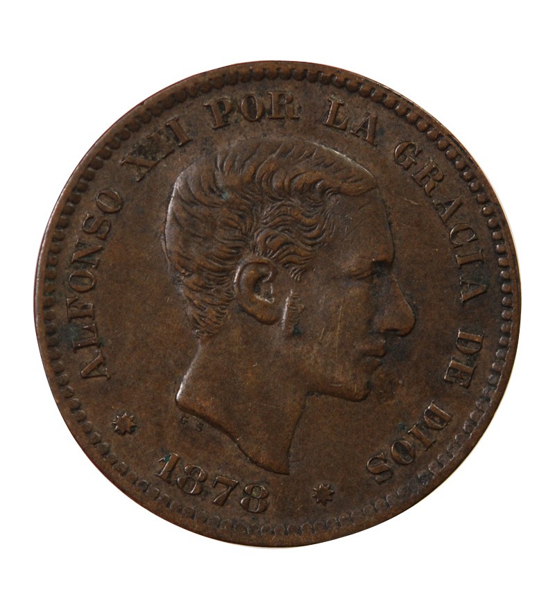 ESPAGNE, ALPHONSE XII - 5 CENTIMOS 1878 OM