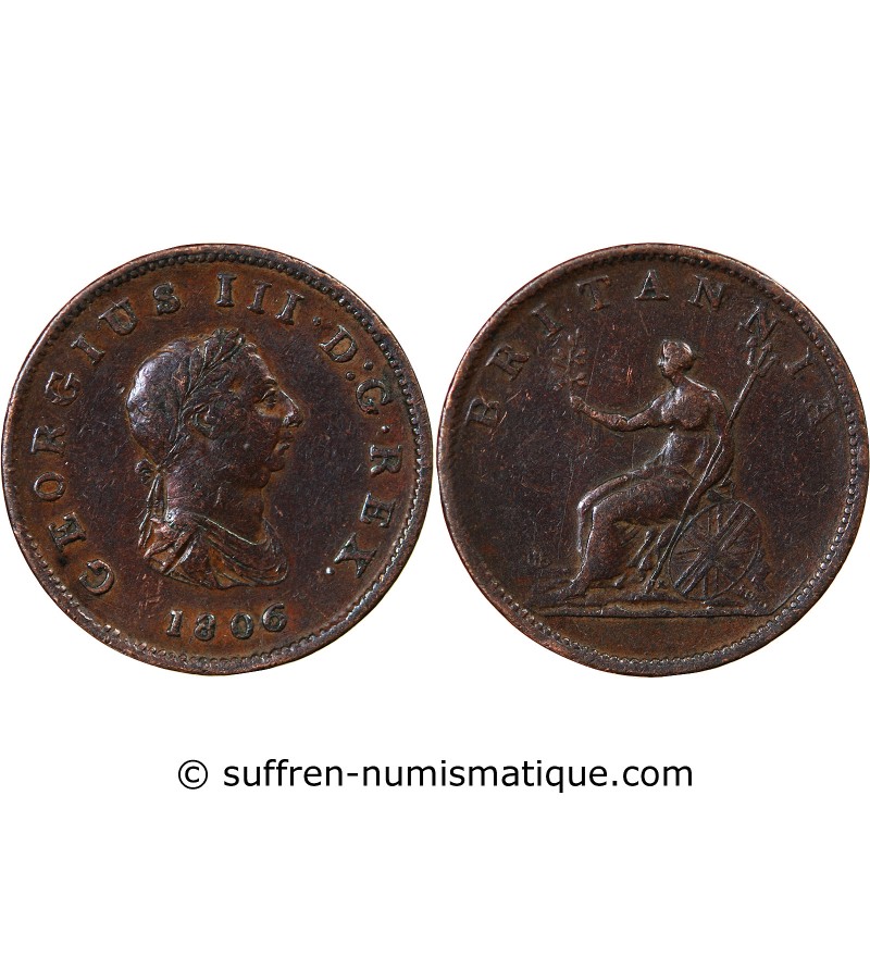 GRANDE-BRETAGNE, GEORGES III - 1/2 PENNY 1806