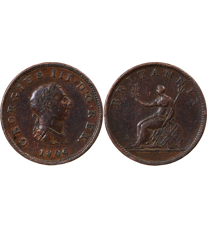 GRANDE-BRETAGNE, GEORGES III - 1/2 PENNY 1806