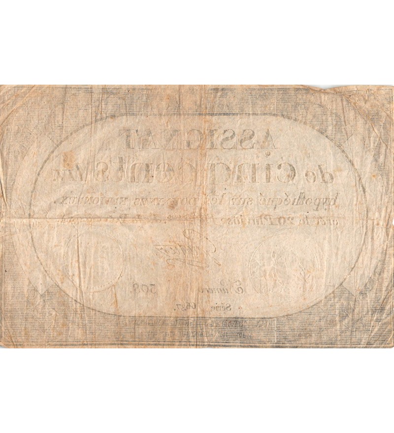 RÉVOLUTION FRANCAISE, ASSIGNAT - 500 LIVRES - LOI DU 20 PLUVIÔSE AN 2 - TB