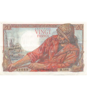FRANCE - 20 FRANCS PÊCHEUR 14/10/1948 - SÉRIE H.184 - TTB+ 2