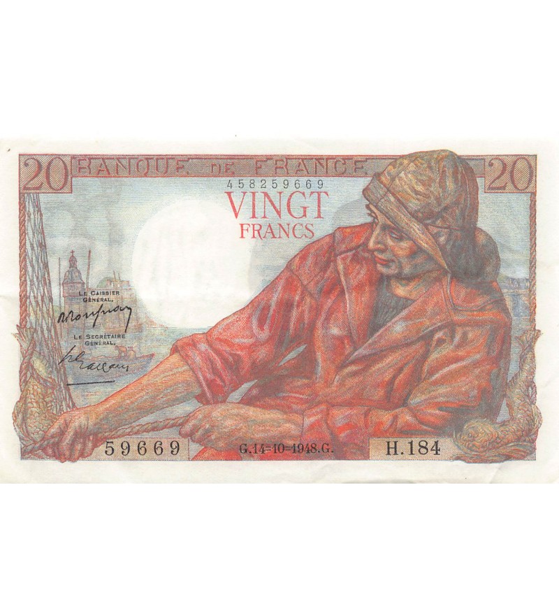FRANCE - 20 FRANCS PÊCHEUR 14/10/1948 - SÉRIE H.184 - TTB+