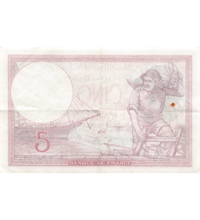 FRANCE, VIOLET - 5 FRANCS 19/10/1939 - TTB+