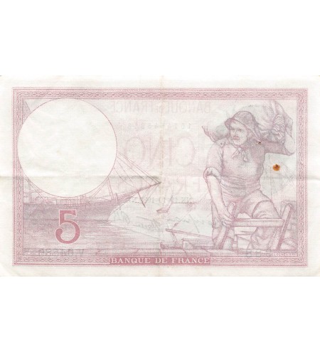 FRANCE, VIOLET - 5 FRANCS 19/10/1939 - TTB+