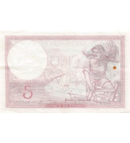 FRANCE, VIOLET - 5 FRANCS 19/10/1939 - TTB+