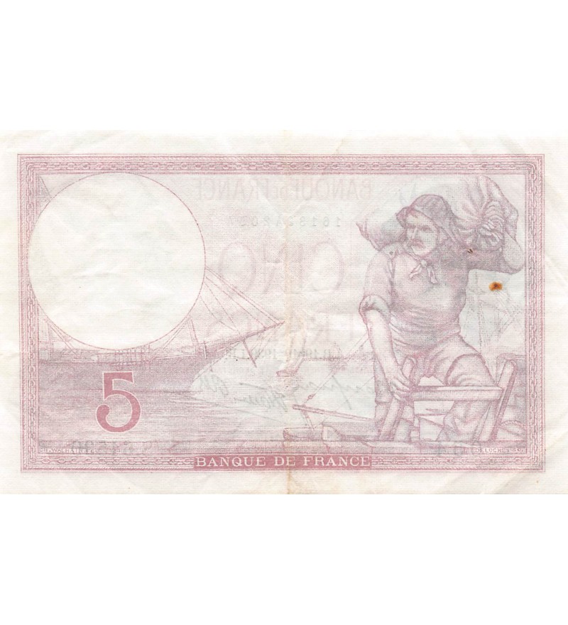 FRANCE, VIOLET - 5 FRANCS 19/10/1939 - TTB