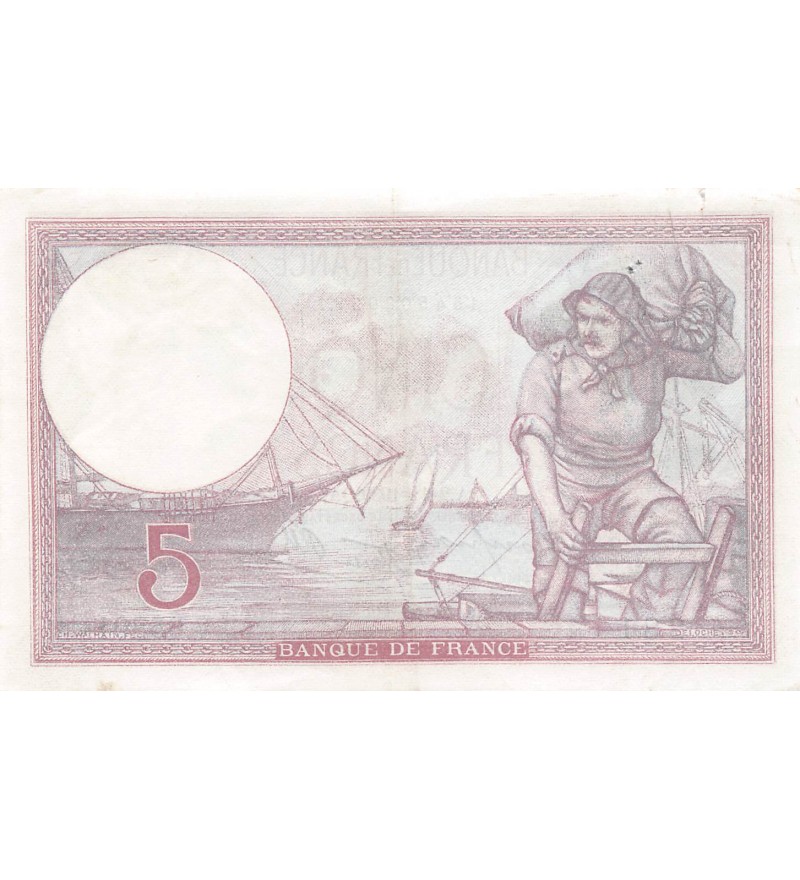FRANCE, VIOLET - 5 FRANCS 02/11/1939 - TTB+
