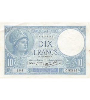 FRANCE - 10 FRANCS MINERVE 02/01/1941 - TTB+ 2