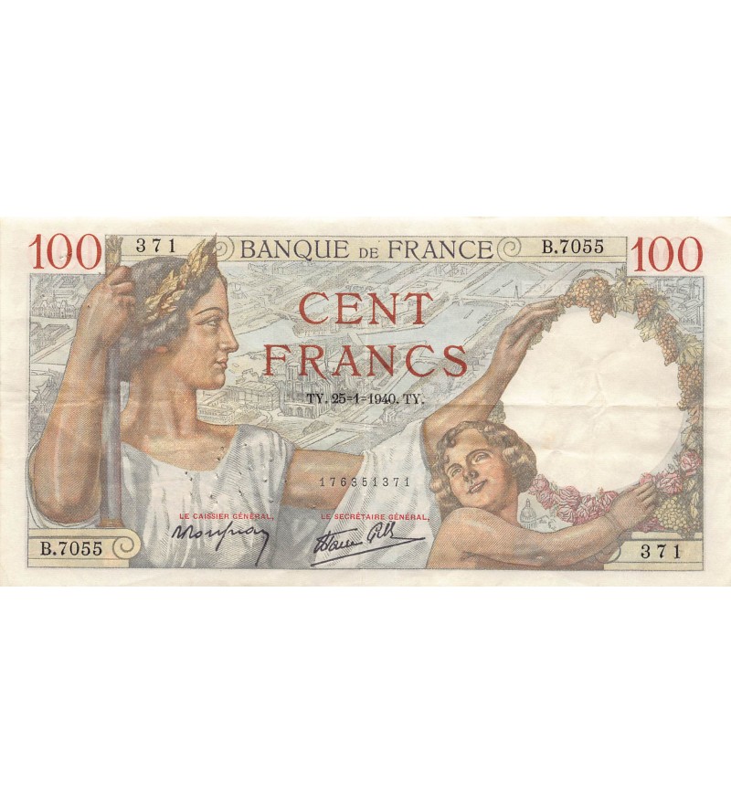 FRANCE, SULLY - 100 FRANCS 25/01/1940 - TTB