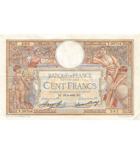 FRANCE, LUC-OLIVIER MERSON - 100 FRANCS 23/03/1933 - TTB