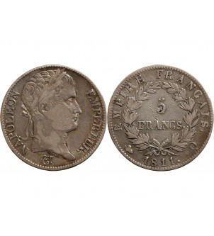 France 5 FRANCS NAPOLEON I  1811 Q PERPIGAN 2