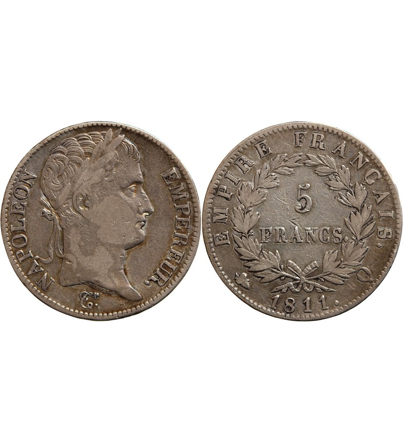France 5 FRANCS NAPOLEON I  1811 Q PERPIGAN