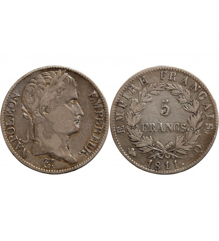 France 5 FRANCS NAPOLEON I  1811 Q PERPIGAN
