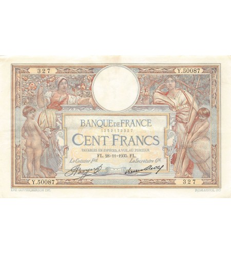 FRANCE, LUC-OLIVIER MERSON - 100 FRANCS 28/11/1935 - TTB+