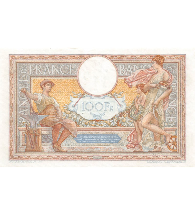 FRANCE, LUC-OLIVIER MERSON - 100 FRANCS 30/12/1937 - TTB+