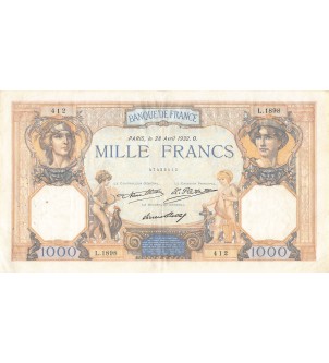 FRANCE, CÉRÈS ET MERCURE - 1000 FRANCS 28/04/1932 - TTB 2